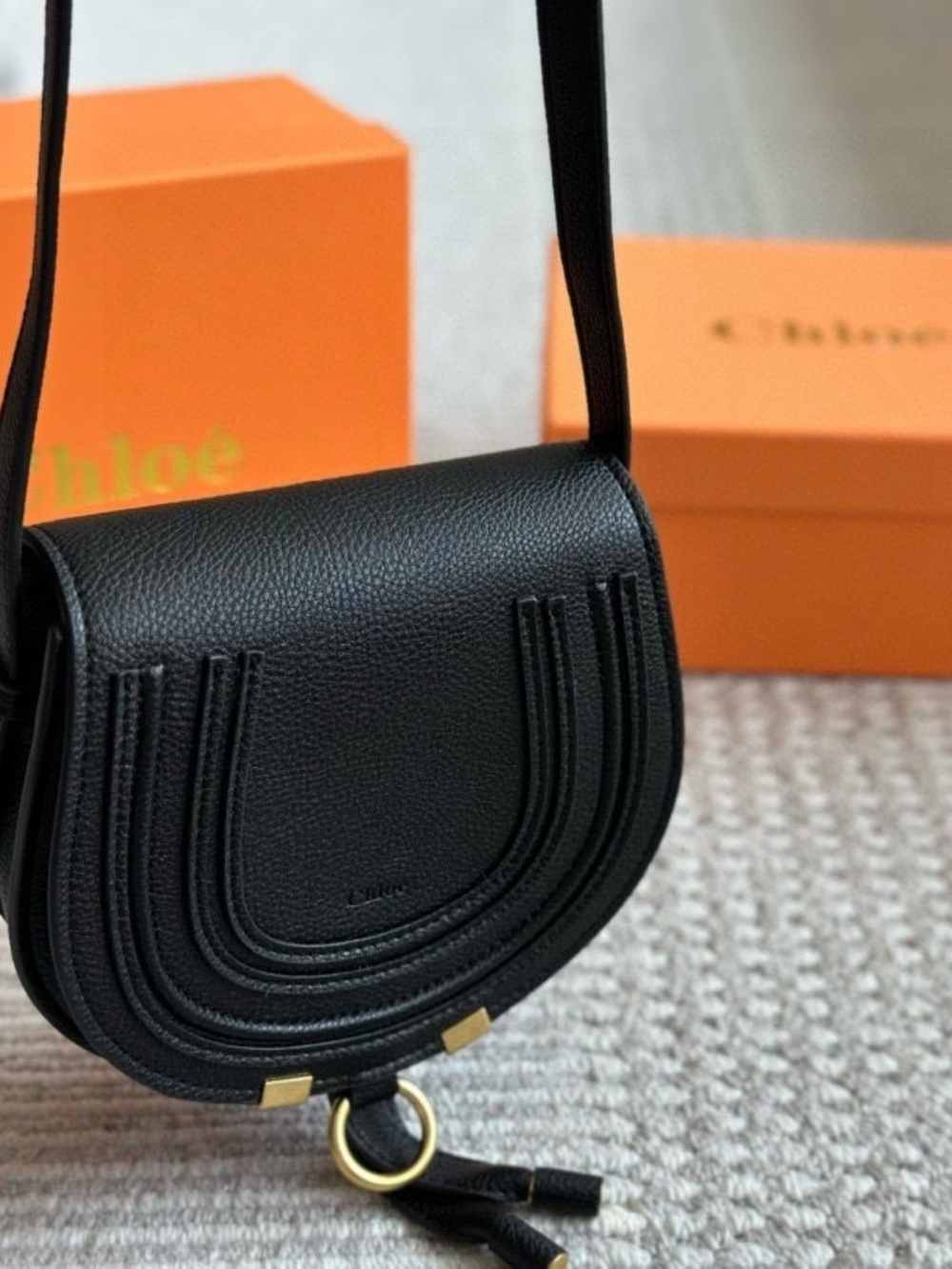 Chloé Black Marcie Mini Saddle Bag - Leather Crossbody-MULTIPLE COLORS